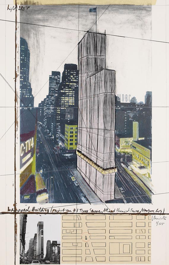 Christo - Wrapped Building (Project for # 1 Times Square Allied Chemical Tower, New York)