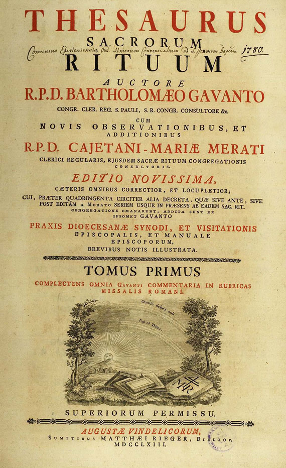 Bartholomaeo Gavanti - Thesaurus Sacrorum, 2 Bde. 1763.