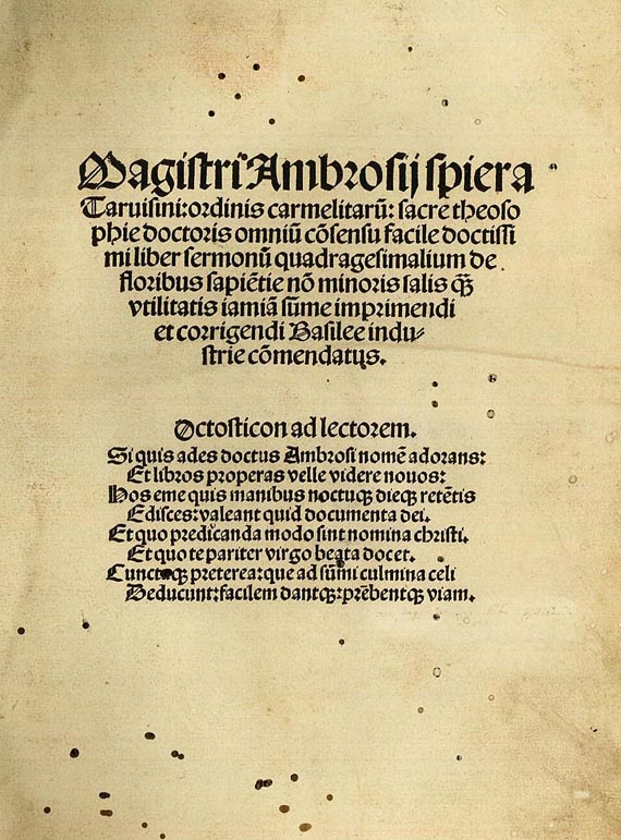 de Spiera Ambrosius - De Spiera Tarvisinus, Liber sermonu... 1510