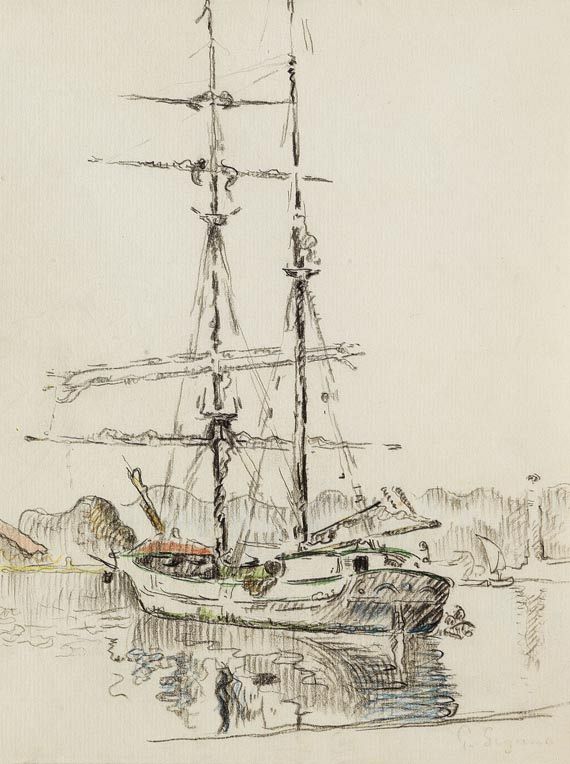 Paul Signac - St. Tropez. Bateau au Port