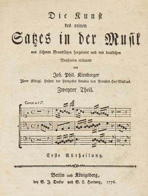 Johann Phillip Kirnberger - Die Kunst des reinen Satzes. 4 Bde. 1776-79.