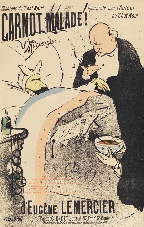 Henri de Toulouse-Lautrec - Carnot Malade. Programmankündigung.