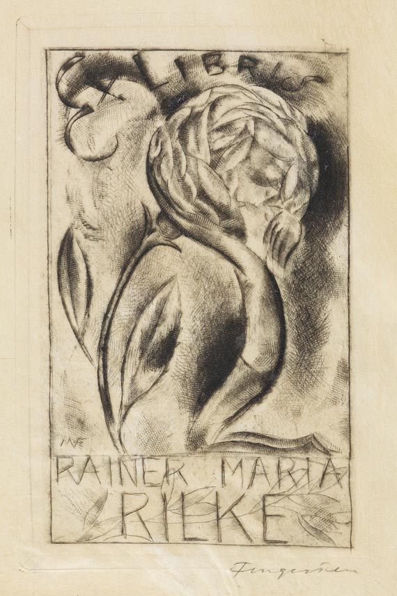 Michel Fingesten - Exlibris., Ex. auf Pergament, 1921. - Weitere Abbildung