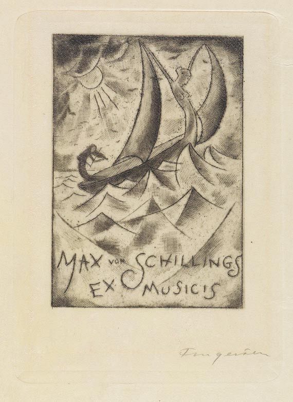 Michel Fingesten - Exlibris., Ex. auf Pergament, 1921.