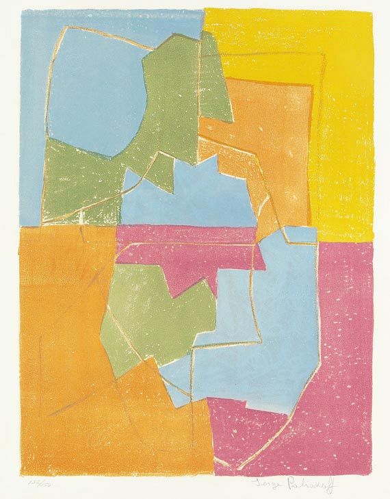 Serge Poliakoff - Composition rouge, verte, bleue et jaune