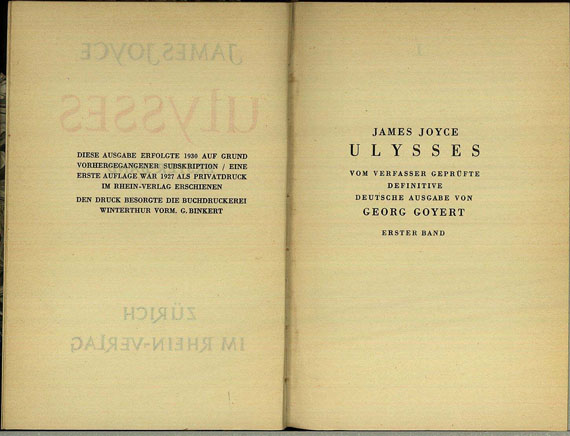 James Joyce - Ulysses, 2 Bde., 1930.