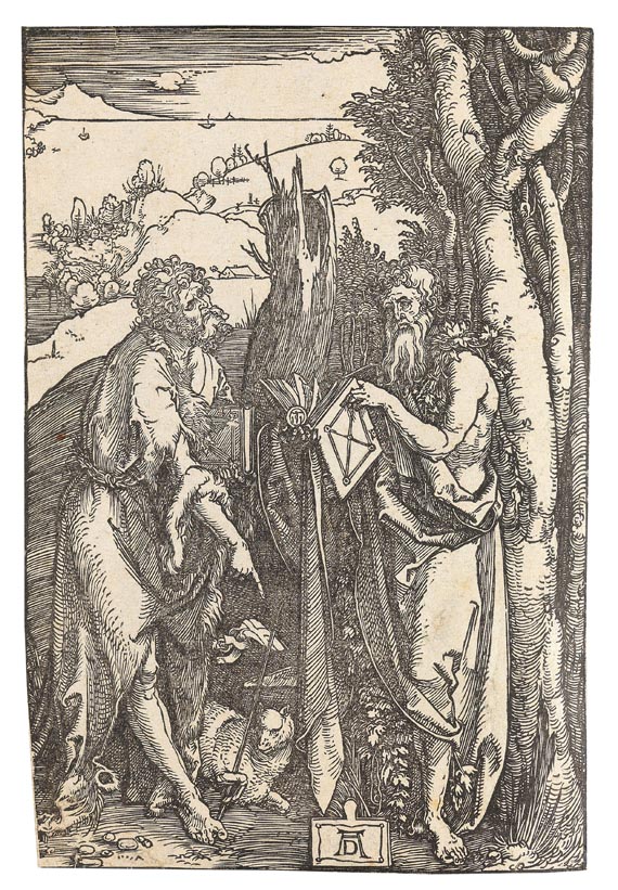Albrecht Dürer - Johannes der Täufer und Onuphrius mit der Hopfengirlande