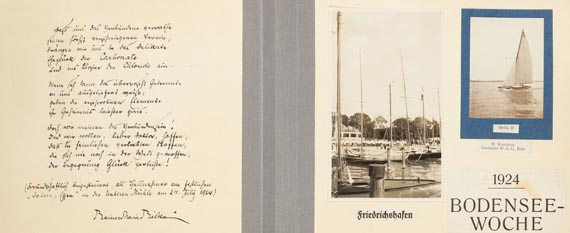 Rainer Maria Rilke - Eigh. Gedicht. In: Fotoalbum Yachting. 1924. - Weitere Abbildung