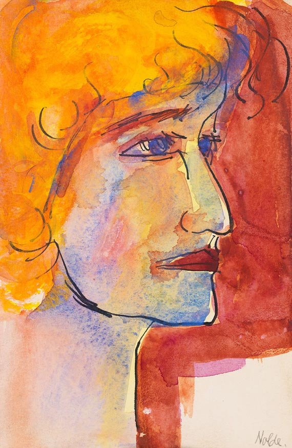 Emil Nolde - Frauenkopf im Halbprofil nach rechts