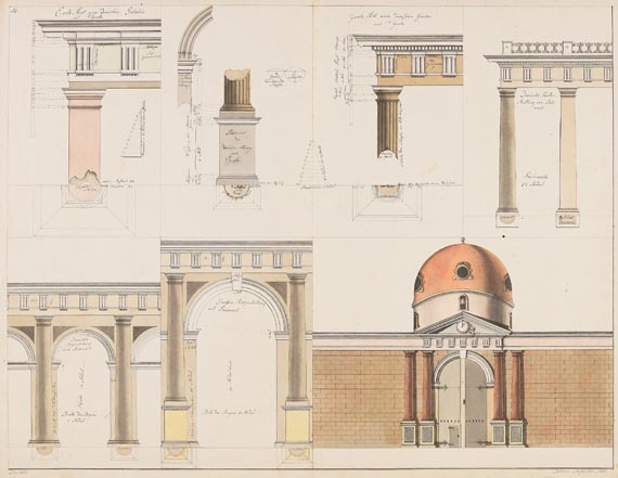  Süddeutschland - 11 Blätter: Konvolut Architekturzeichnungen von Johann Molfenter