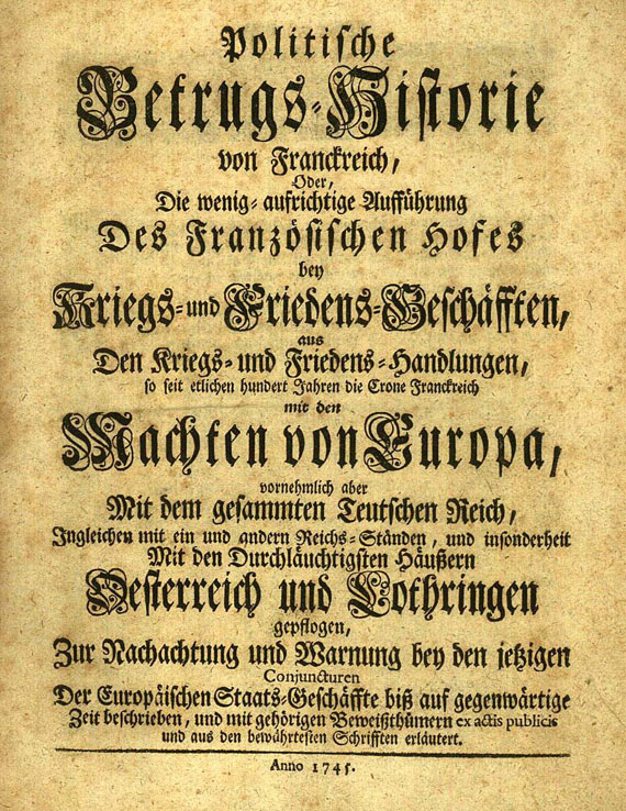Gottfried Ernst Fritsch - Politische Betrugs-Historie (1745)