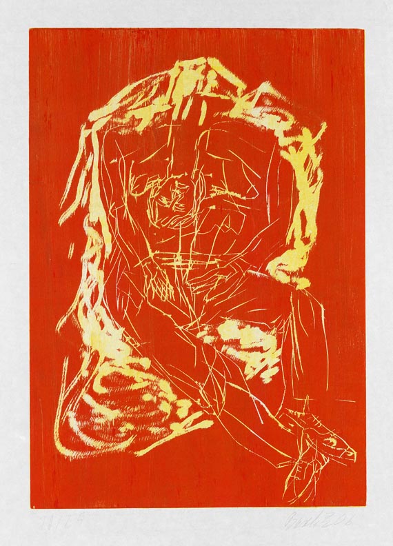 Georg Baselitz - 5 Blätter: Remix red