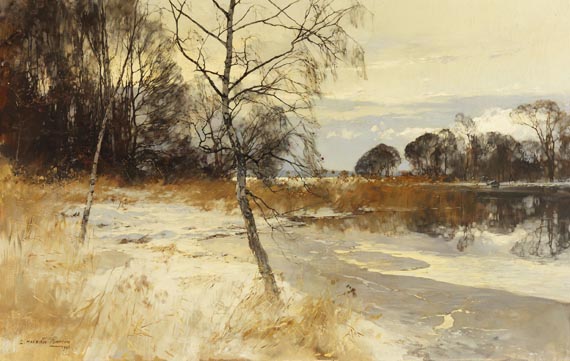 Edward Harrison Compton - Winterliche Uferlandschaft am Starnberger See