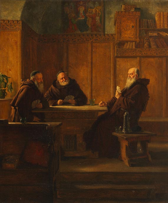 Eduard von Grützner - Drei kartenspielende Mönche