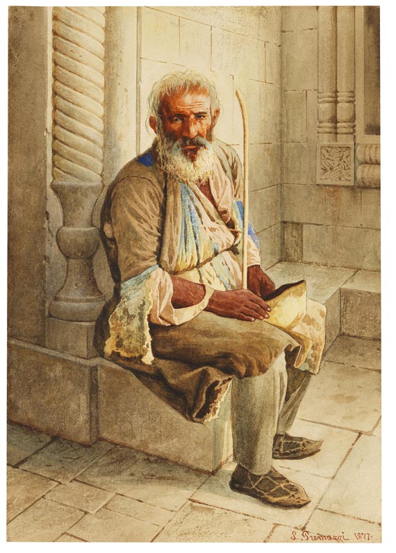 Luigi Ossipovitch Premazzi - 2 Blätter: Bauer und Pope in Interieur - Weitere Abbildung