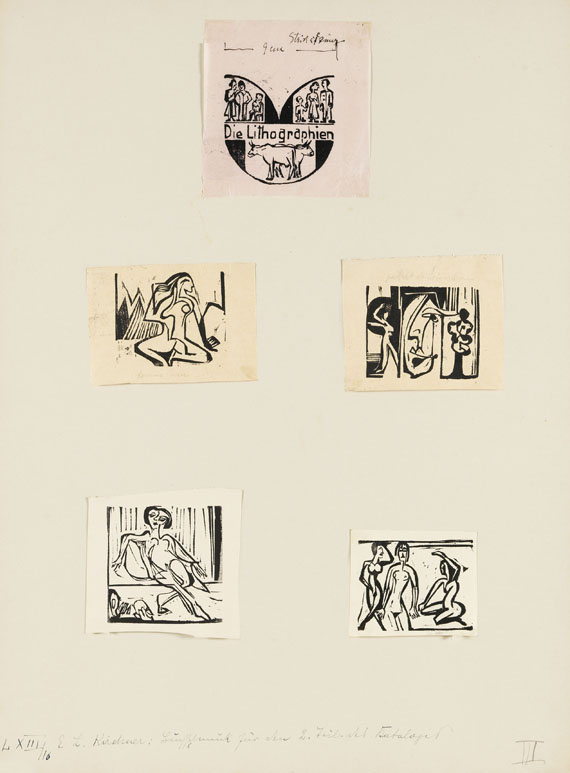 Ernst Ludwig Kirchner - 5 Blätter: Illustrationen zu Gustav Schiefler, Die Graphik Ernst Ludwig Kirchners, Band II Berlin 1931