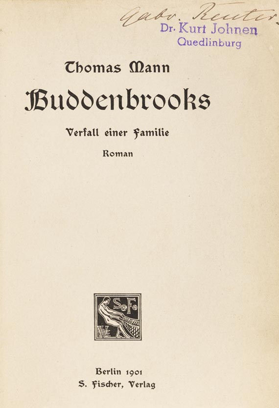 Thomas Mann - Buddenbrooks. 1901. 2 Bde.