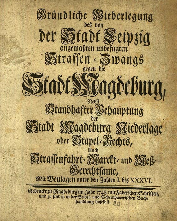   - Leipzig gegen die Stadt Magdeburg. 1748