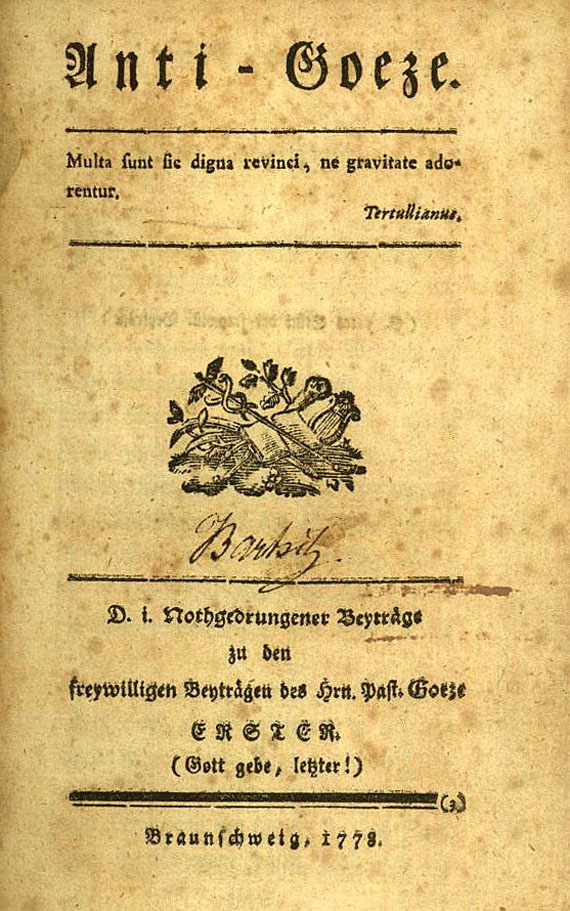 Gotthold Ephraim Lessing - Anti-Goeze. 1777