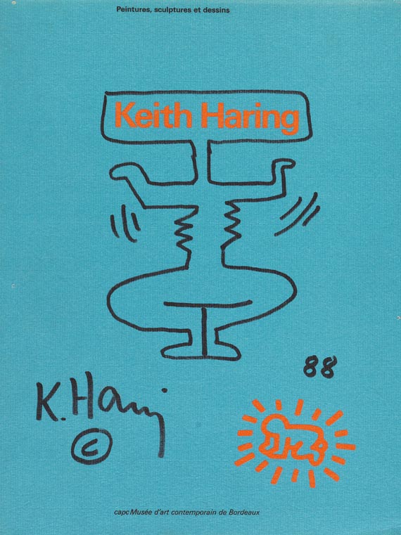 Keith Haring - Peintures, scultpures et dessins / 1988. Signiert bzw. mit Orig.Zeichnung. 2 Werke. 1986-88. - Einband