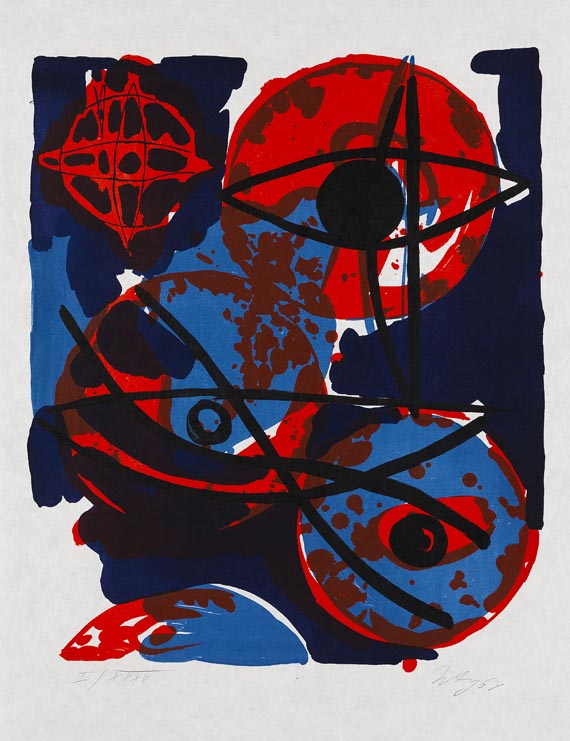 Ernst Wilhelm Nay - Rot aus Blau - Signatur