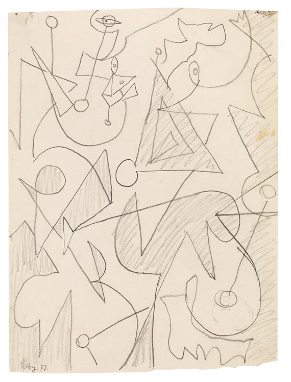 Ernst Wilhelm Nay - Vorstudie zum Ölbild "Albaran" - Signatur