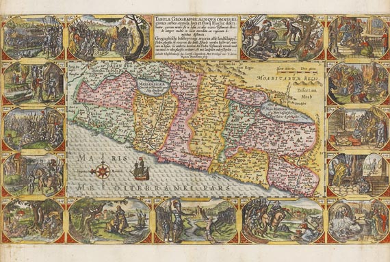 Asien - 4 Bll. Karten aus Bibel. Ca. 1609.