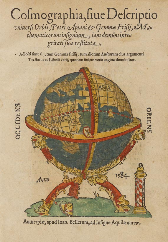 Peter Apian - Cosmographia. Antwerpen 1584.