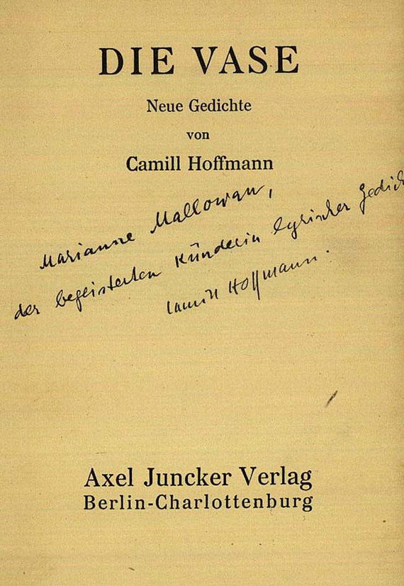 Camill Hoffmann - 6 Werke. 1910-37