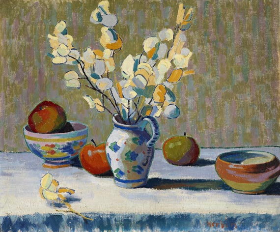 Auguste Herbin - Stillleben mit Silberblatt (Nature morte au monnaie du pape)