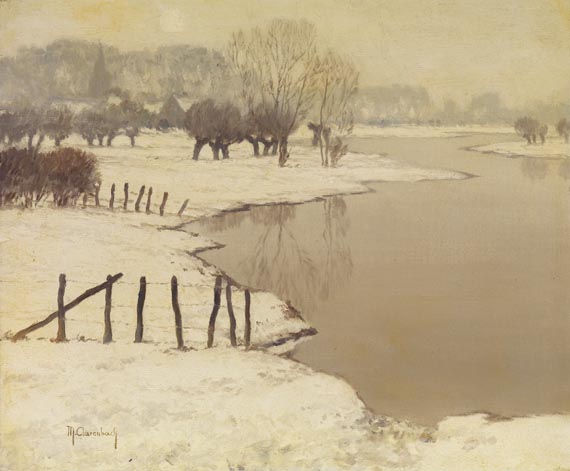 Max Clarenbach - Niederrheinische Flußlandschaft im Winter