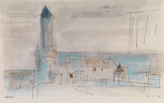 Lyonel Feininger - Ohne Titel (Dorf mit Kirche)