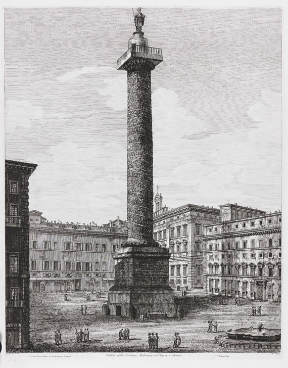 Luigi Rossini - 3 Bll. Ansichten von Rom: Veduta Generale del Foro Romano. Veduta della Colonna Antonina, o sia Piazza Colonna. Veduta del Campidoglio Romano - Weitere Abbildung