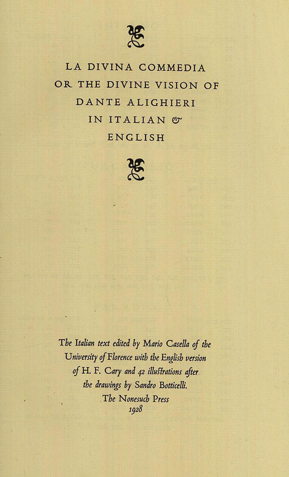  Dante Alighieri - La divina commedia in Italian & English. 1928