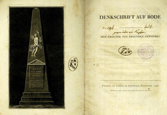 Freimaurer - Denkschrift auf Bode. 1796.