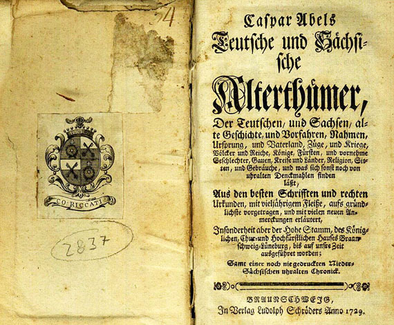 Caspar Abel - Teutsche und sächsische Alterthümer. 1729.