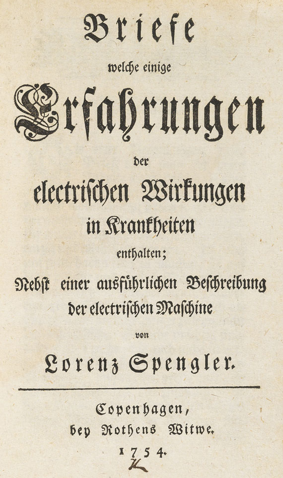 Lorenz Spengler - Erfahrungen der elektrischen Wirkungen. 1754.