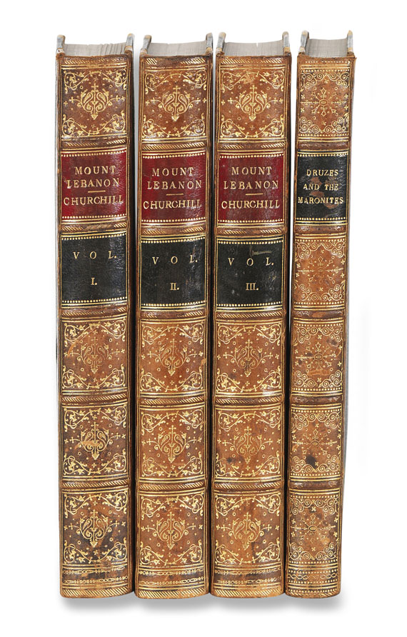 Charles Henry Churchill - Mount Lebanon, 3 Bde. - Dabei: Druzes and Maronites, zus. 4 Bde. 1853-62. - Einband