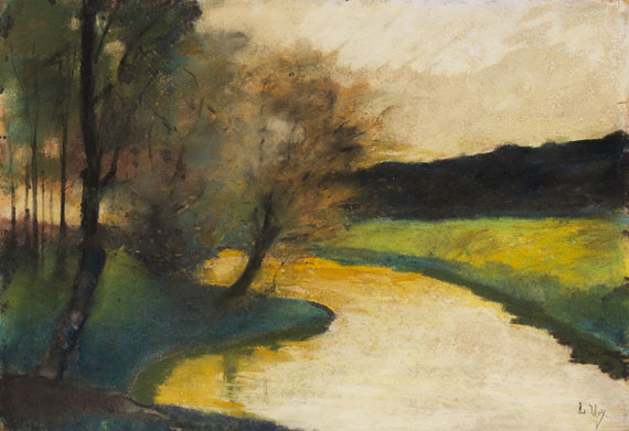 Lesser Ury - Herbstliche Bachlandschaft im Abendlicht (Thüringen)