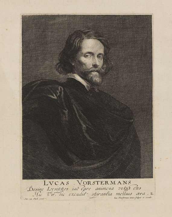 Antonius van Dyck - Porträt des Pieter Breughel aus der "Iconographie". Sowie fünf weitere Porträts nach van Dyck, gestochen von Pieter de Jode II (1), Lucas Vorsterman I (3) und Lucas Vorsterman II (1)