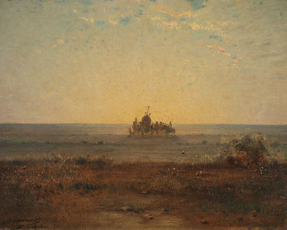Gustave Guillaumet - Karawane vor untergehender Sonne