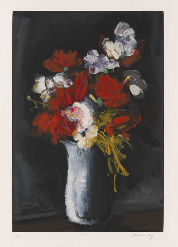 Maurice de Vlaminck - Vase de fleurs sur fond noir