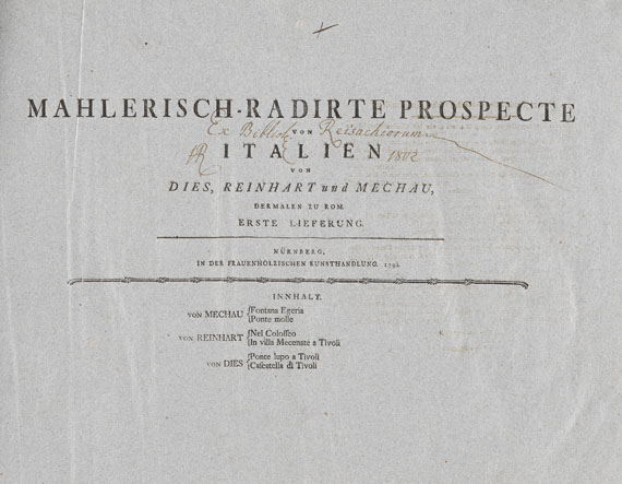 Albert Christoph Dies - Mahlerisch-Radirte Prospecte von Italien. 12 Tle. in 1 Bd. 1792-98.