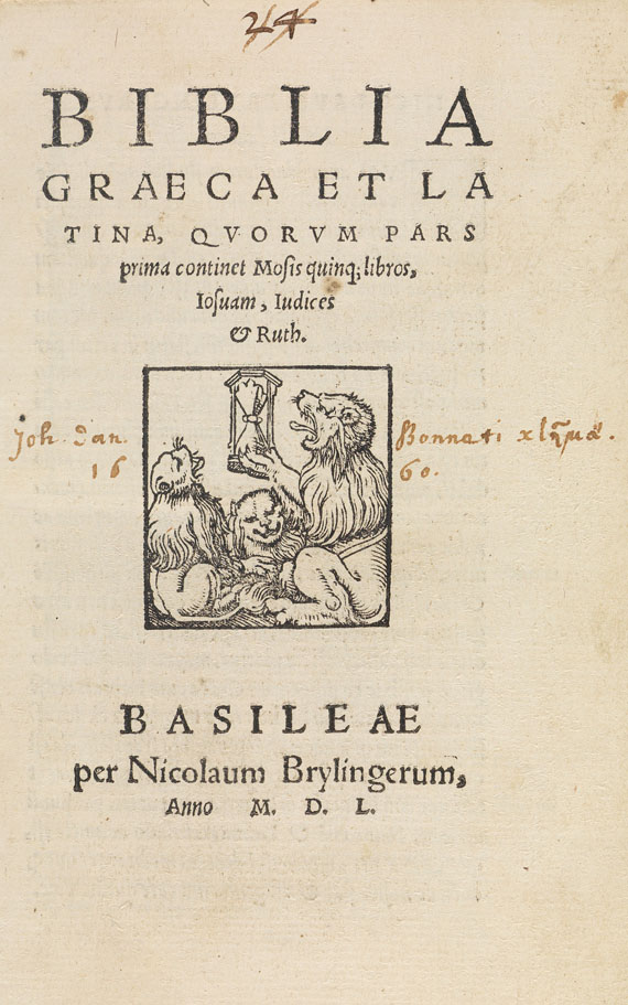 Biblia graeca - Biblia graeca et latina. 4 Bde. 1550.