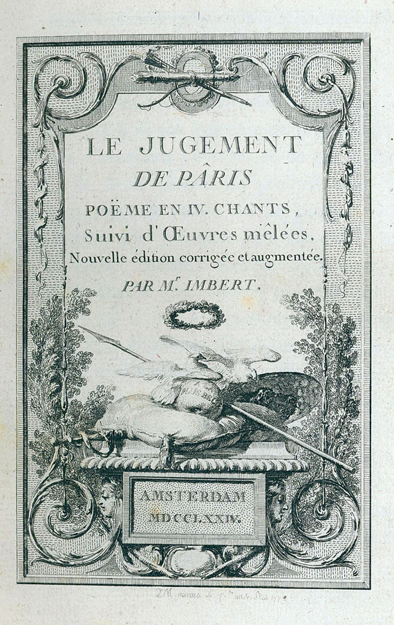 Bartholomäus Imbert - Le judgement de Pâris. 1774