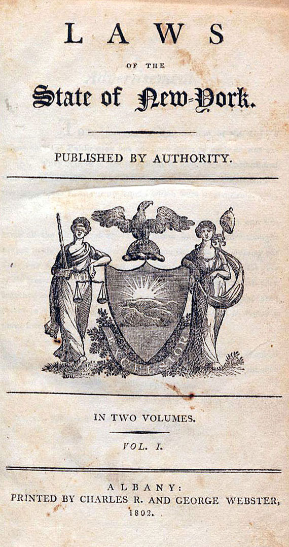 Laws of New York - Laws of the State of New York. 2 Bde. 1802. MK 4