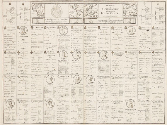  Spiele - 1 Bl. Les tables de geographie. P. du Val. Um 1670.