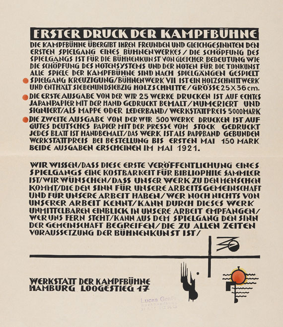   - Erster Druck der Kampfbühne. 1921