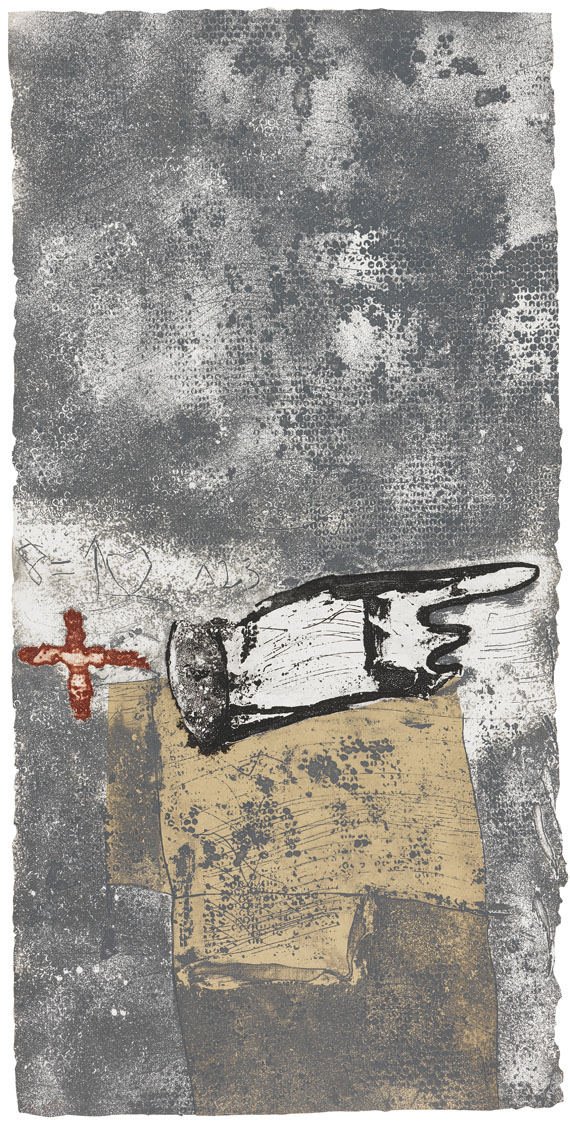 Antoni Tàpies - Ma i creu sobre gris