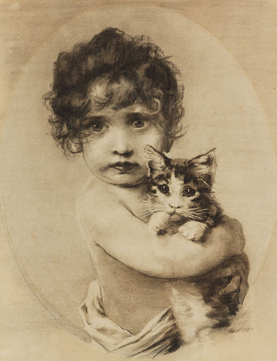 Emil Nolde - Kleines Mädchen mit Kätzchen im Arm